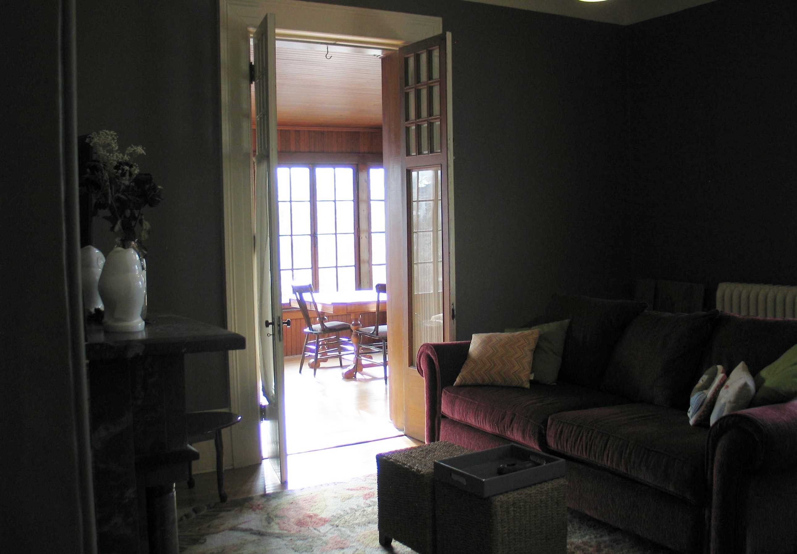 French doors to sunroom